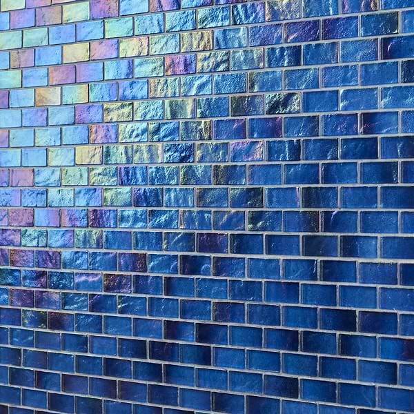 Riverton Lagoon Blue 1x2 Polished Glass Mosaic Tile