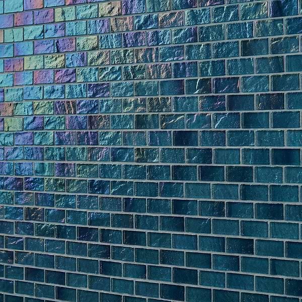 Riverton Tropical Blue 1x2 Polished Glass Mosaic Tile