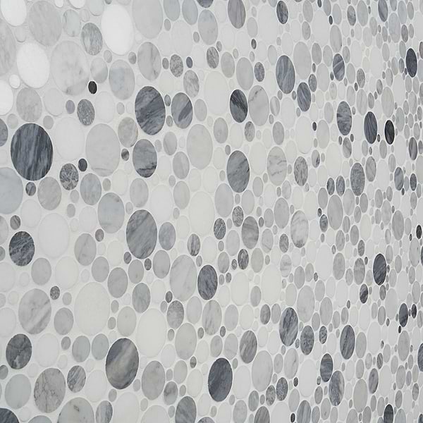 Marble Motion Circles Carrara Thassos  & Bardiglio Nuvolato Polished Marble