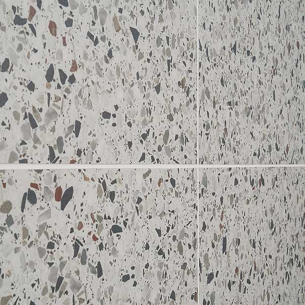 Kado Flakes Ice White 24x24 Terrazzo Look Matte Porcelain Tile