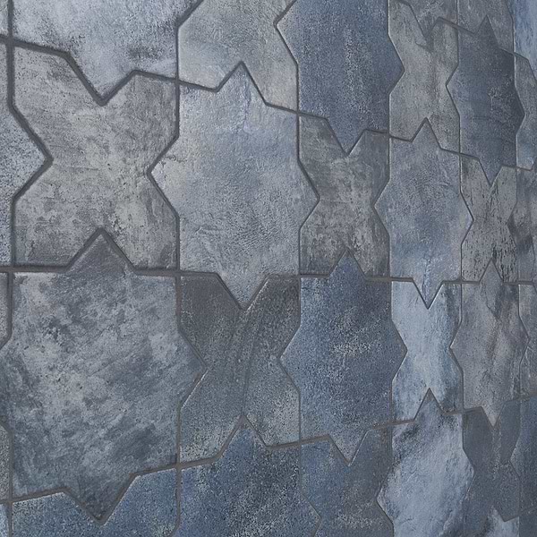 Malta Denim Blue Matte Star and Denim Blue Matte Cross 6" Terracotta Look Porcelain Tile