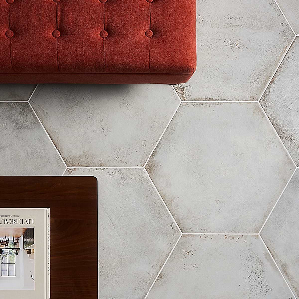 Close Out - Angela Harris San Francisco White 20" Hexagon Matte Porcelain; in White Porcelain; for Backsplash, Bathroom Floor, Bathroom Wall, Commercial Floor, Floor Tile, Kitchen Floor, Kitchen Wall, Outdoor Floor, Outdoor Wall, Pool Tile, Shower Floor, Shower Wall, Wall Tile; in Style Ideas Classic, Contemporary, Industrial, Mediterranean, Transitional