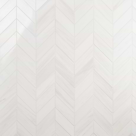 Bianco Dolomite White 3x12 Chevron Premium Polished Marble Tile