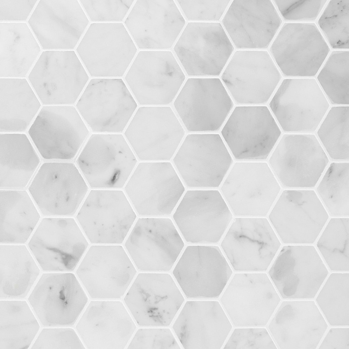 White Carrara 2" Hexagon 