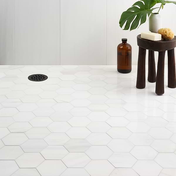 Bianco Dolomite White 4" Hexagon Premium Polished Marble Mosaic Tile