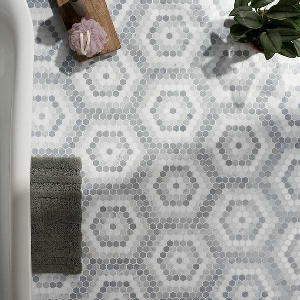 Helios Honeycomb Gray & White Polished Marble