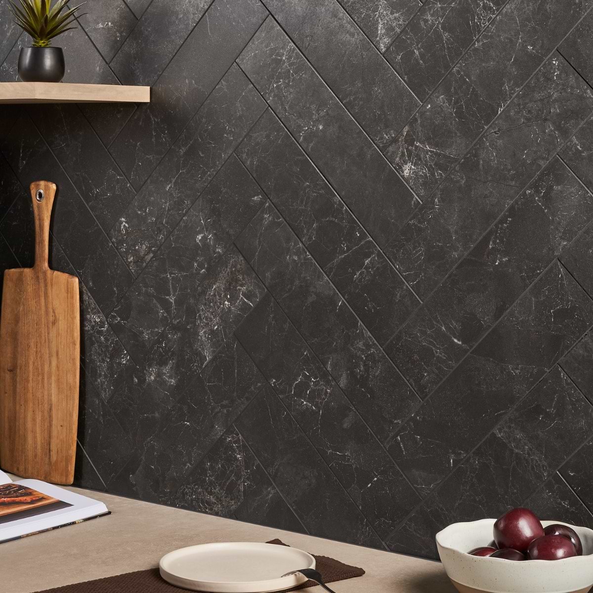 Shop Volterra Nero 4x16 Semi-Polished | SohoStudioCorp.com