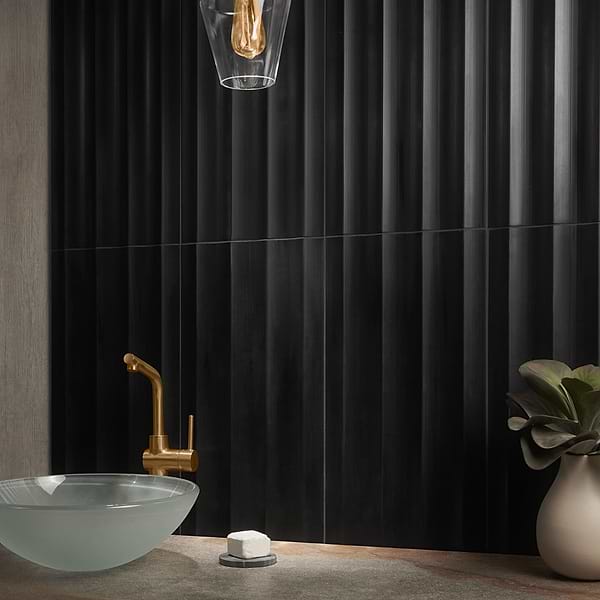 Carver Fluted Nero 12x24 Dimensional Honed Honed Marble