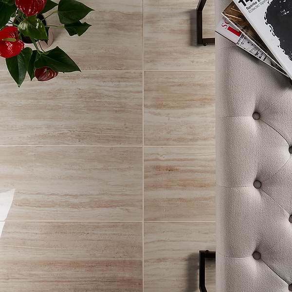 Zenit Beige 12x24 Travertine Look Polished Porcelain Tile