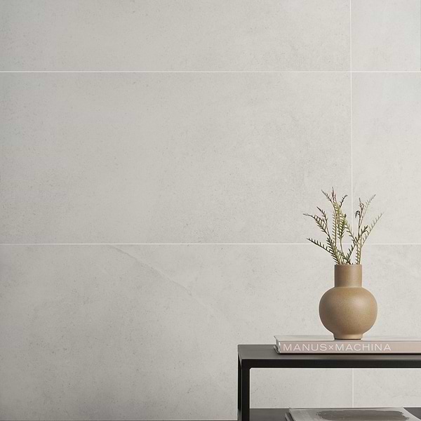 Ages Perla White 24x48 Limestone Look Matte Porcelain Tile