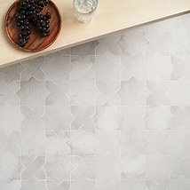 Malta White Matte Star and White Matte Cross 6" Terracotta Look Porcelain Tile