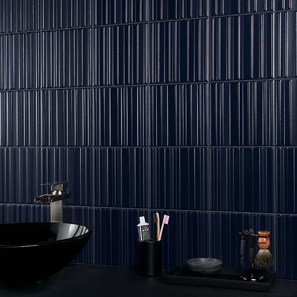 Close Out-Ras Blue 8x16 3D Glossy and Matte Mixed Finish Ceramic Tile