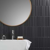 Ras Charcoal Black 8x16 3D Glossy and Matte Mixed Finish Ceramic Tile