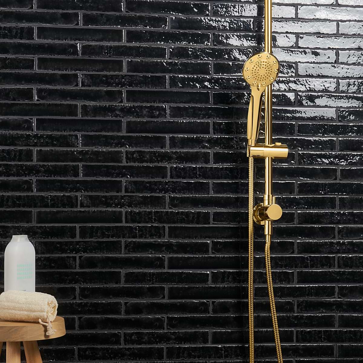 Shop Sample-Artist Coal Black 1.5x9 Glossy Ceramic Tile