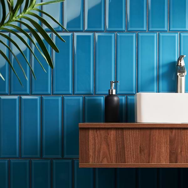 Beverly Marine Blue 4x12 Beveled Glossy Ceramic Subway Tile