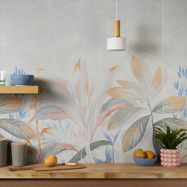 KIT- Paula Purroy Musee Terrace Blue and Green 24x48 Artisan Decor Mural Porcelain Tile