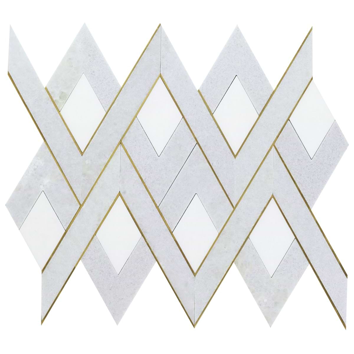 Fontane Celeste - White Thassos- Blue Celeste- & Brass Polished Marble + Brass
