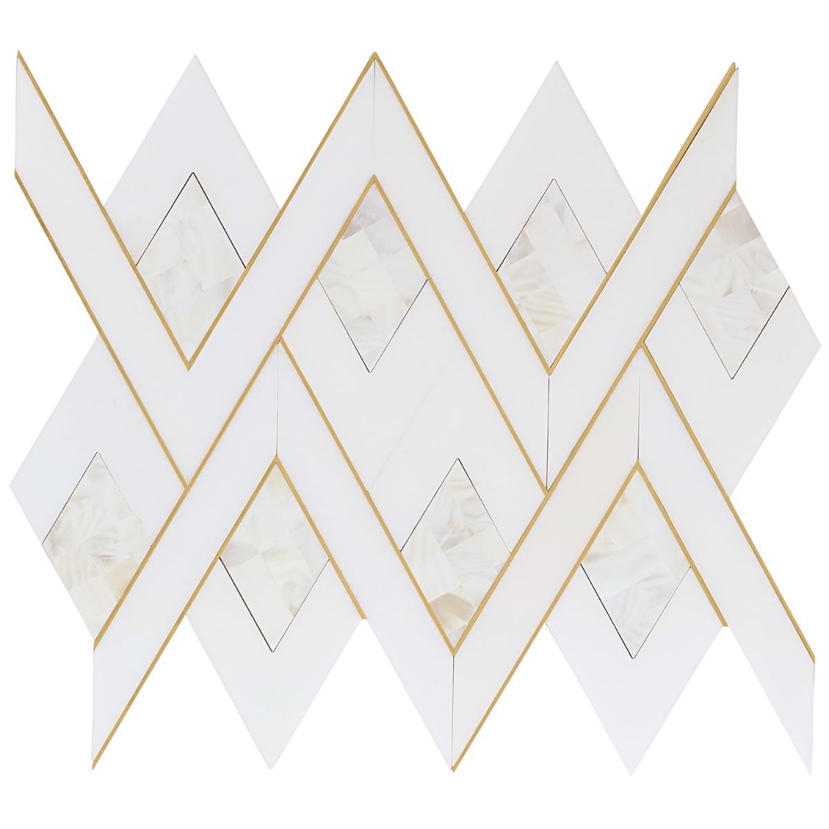 Fontane Pearl - White Thassos, White Pearl, & Brass Polished Marble + Brass