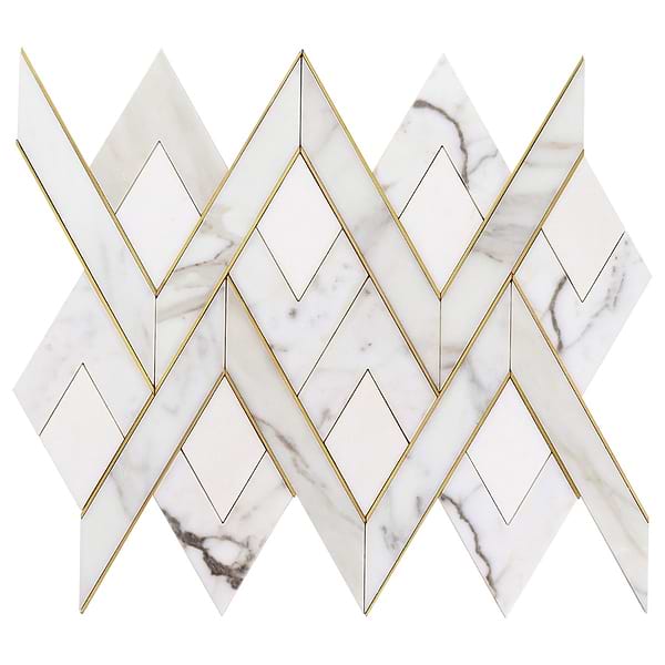 Fontane Bianco - White Thassos- Calacatta- & Brass Polished Marble + Brass