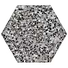 Pearl Terrazzo Polished Black 8" Hex Polished Terrazzo
