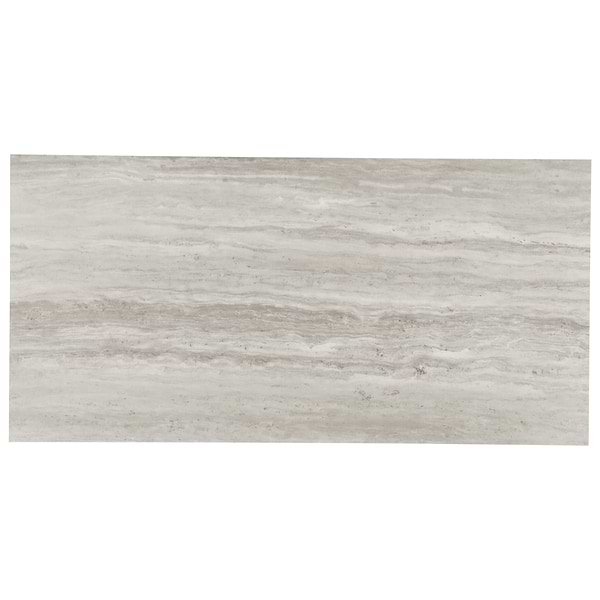 Zenit Grigio Gray 12x24 Travertine Look Polished Porcelain Tile