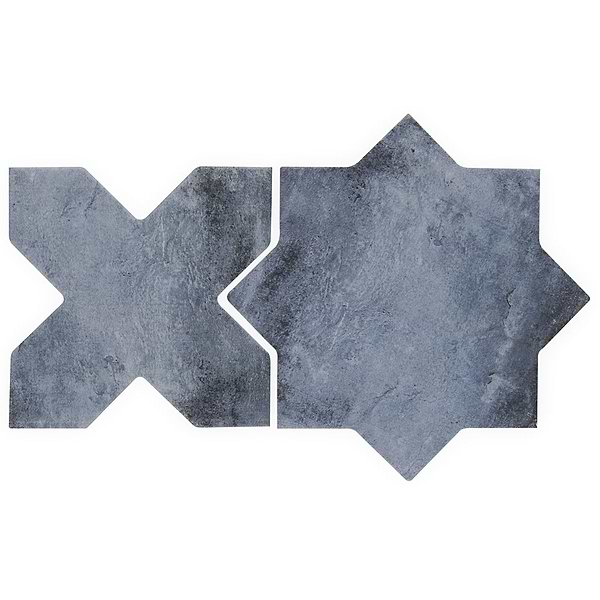 Malta Denim Blue Matte Star and Denim Blue Matte Cross 6" Terracotta Look Porcelain Tile