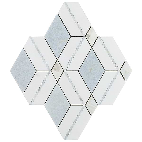Elaine Azul Blue Celeste Polished Marble and Pearl Mosaic Tile