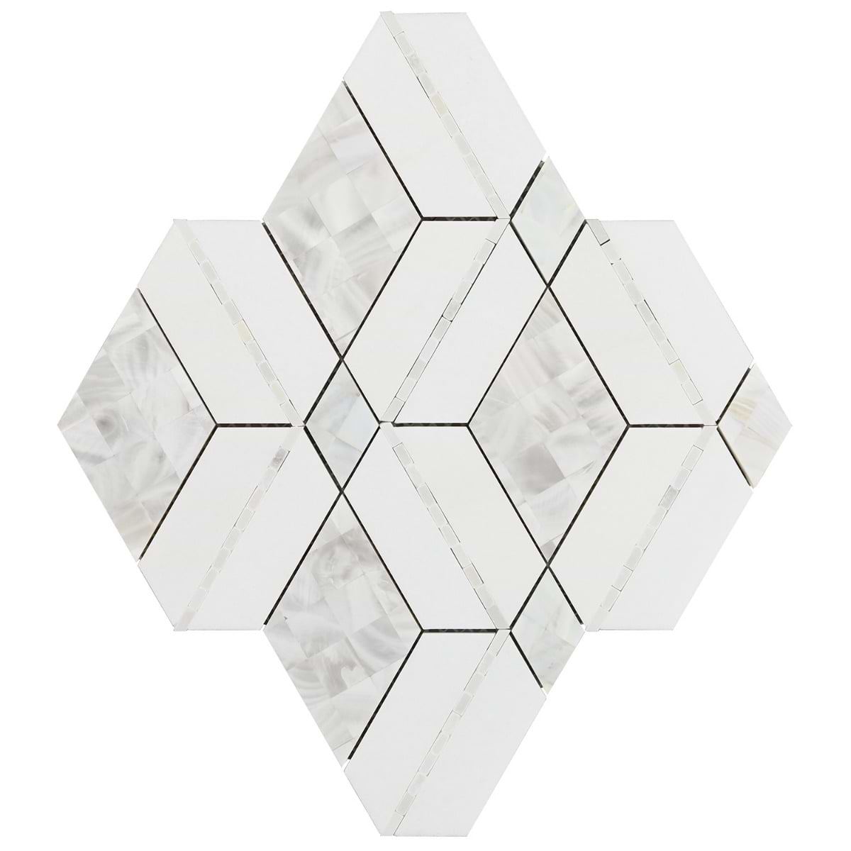 Elaine White Polished Marble and Pearl Mosaic Tile