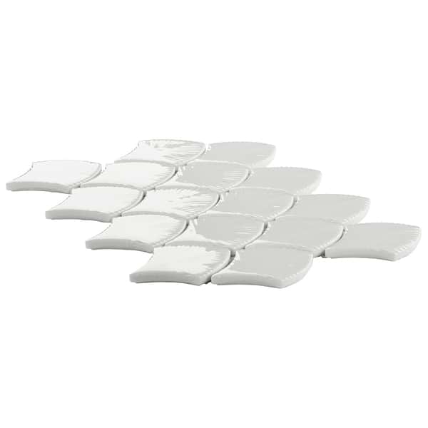 Baroque Mosaic Blanco White 3x4" Fan Polished Mosaic
