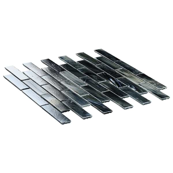 Amberly Iridescent Night Black 1x4 Polished Glass Mosaic Tile