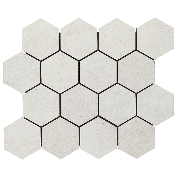 Ages Perla 3" Hex Matte; in White Colorbody Porcelain; for Backsplash, Bathroom Floor, Bathroom Wall, Commercial Floor, Floor Tile, Kitchen Floor, Kitchen Wall, Outdoor Floor, Outdoor Wall, Pool Tile, Shower Floor, Shower Wall, Wall Tile; in Style Ideas Beach, Classic, Contemporary, Industrial, Mid Century, Modern, Traditional, Transitional