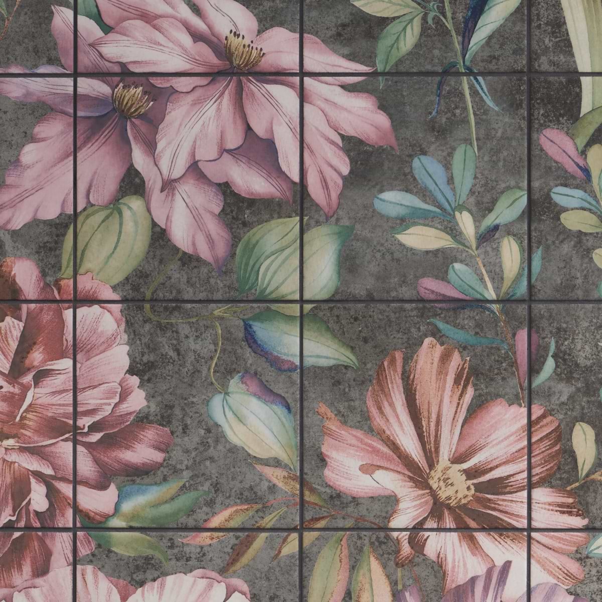 Shop Angela Harris Florista Garden Pink Mural 8x8 | SohoStudioCorp.com