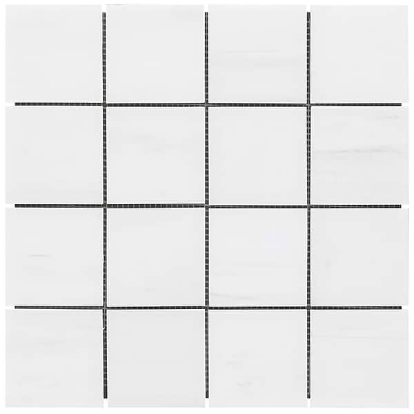 Bianco Dolomite White 3x3 Premium Honed Marble Mosaic Tile