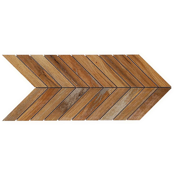 Finity Chevron Oak Matte Porcelain Wood Look Mosaic Tile
