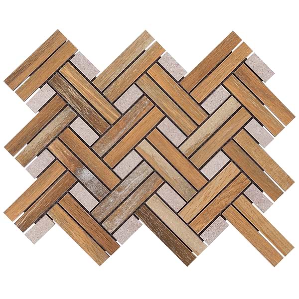 Finity Herringbone Birch Matte Porcelain Wood Look Mosaic Tile