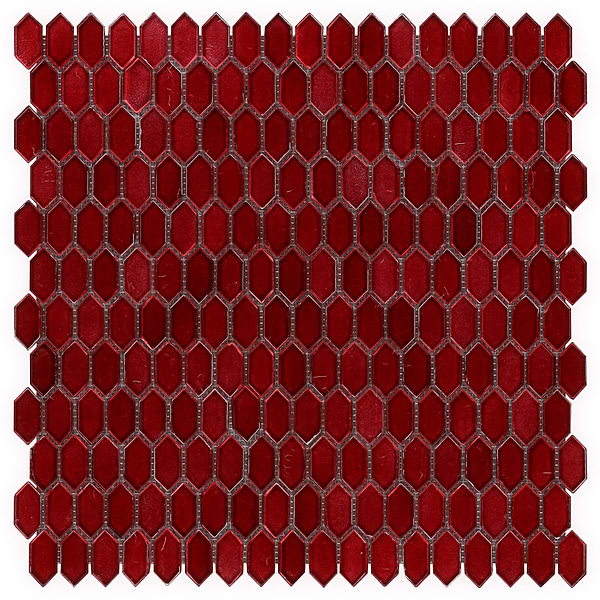 Moonlit Metallic Red 1/4" x 1" Polished Glass Mosaic Tile