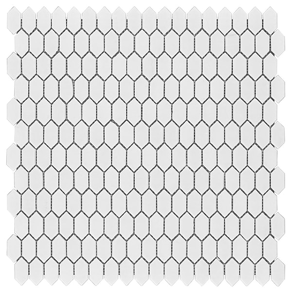 Moonlit Rain White 1/4" x 1" Polished Glass Mosaic Tile