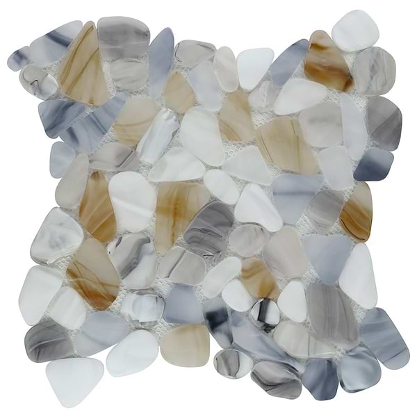 OasisGlass Beige Frosted Glass Mosaic Tile