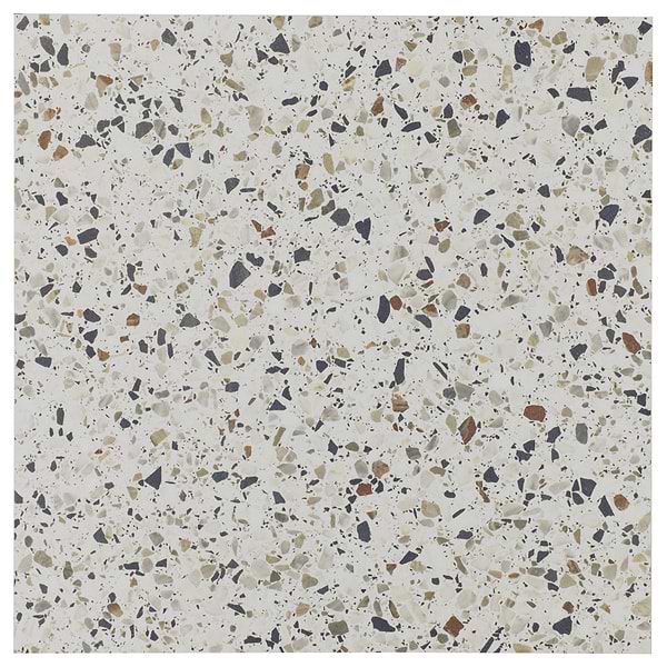 Kado Flakes Ice White 24x24 Terrazzo Look Matte Porcelain Tile