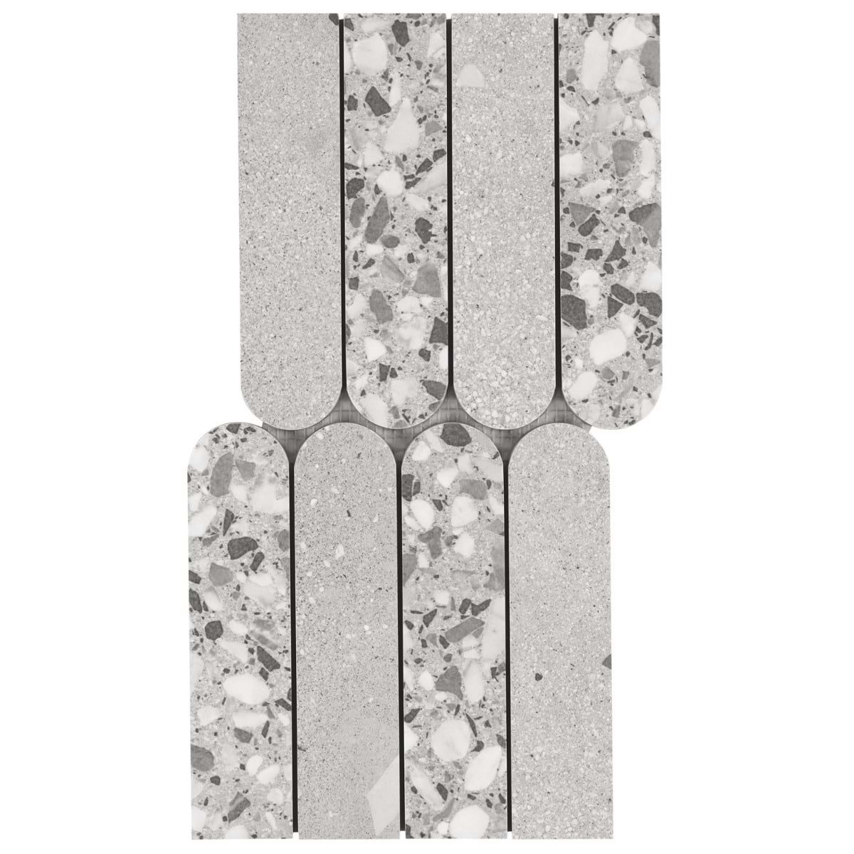 Kado Fin Smoke Gray 2x8 Terrazzo Look Matte Porcelain Mosaic Tile