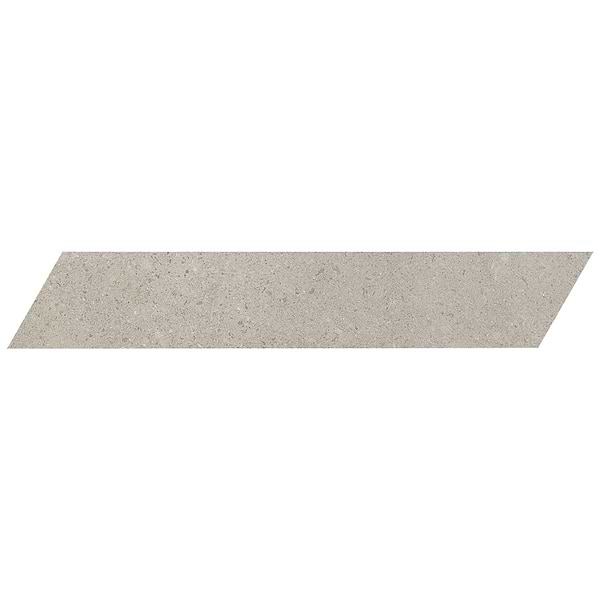 Ages Fumo Light Gray 4x21 Chevron Limestone Look Matte Porcelain Tile