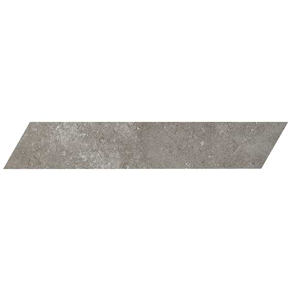 Ages Fossil Dark Gray 4x21 Chevron Limestone Look Matte Porcelain Tile