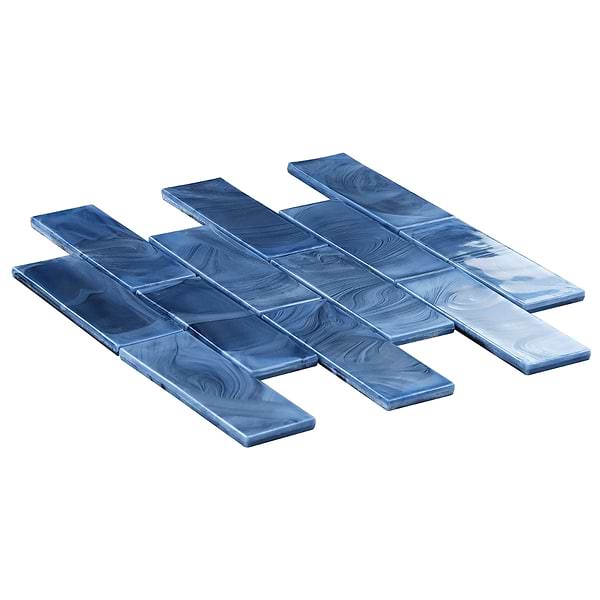 Kalifa Iridescent Sky Blue 2x6 Polished Glass Mosaic Tile