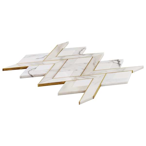 Fontane Bianco - White Thassos- Calacatta- & Brass Polished Marble + Brass