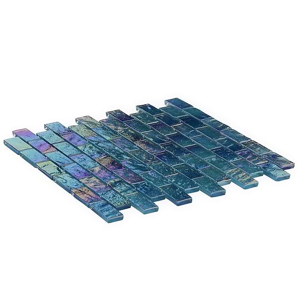 Riverton Tropical Blue 1x2 Polished Glass Mosaic Tile