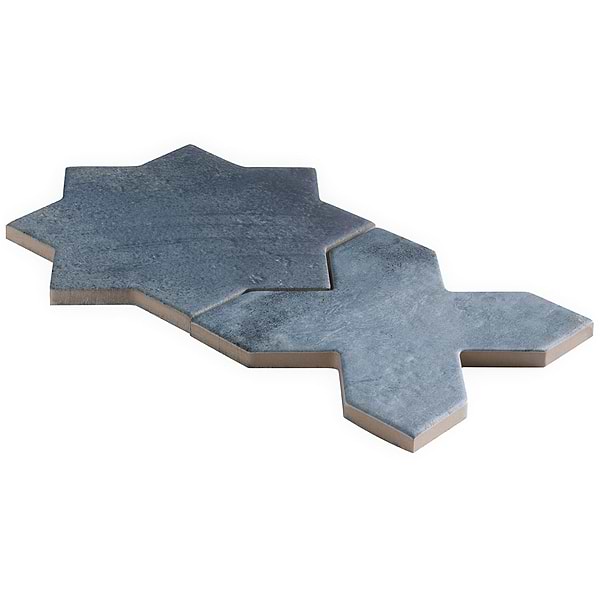 Malta Denim Blue Matte Star and Denim Blue Matte Cross 6" Terracotta Look Porcelain Tile