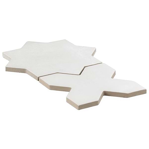 Malta White Matte Star and White Matte Cross 6" Terracotta Look Porcelain Tile
