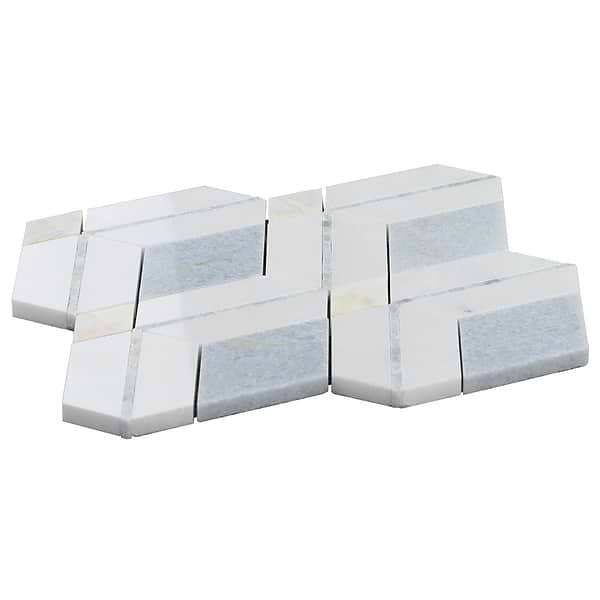Elaine Azul Blue Celeste Polished Marble and Pearl Mosaic Tile