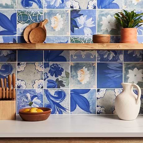 Angela Harris Florista Portofina Decor 8x8 Mural Matte Porcelain