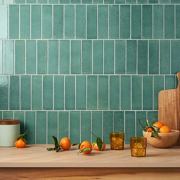 ColorHues Lava Stone Jade 2x8; in Green Lava Stone; for Backsplash, Bathroom Floor, Bathroom Wall, Commercial Floor, Floor Tile, Kitchen Floor, Kitchen Wall, Outdoor Wall, Shower Floor, Shower Wall, Wall Tile; in Style Ideas Beach, Classic, Contemporary, Cottage, Craftsman, Mediterranean, Transitional